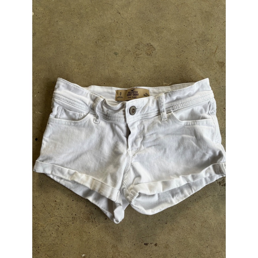 Hollister Low Rise White Denim Jean Shorts Womens Size‎ 0 W24 vintage micro